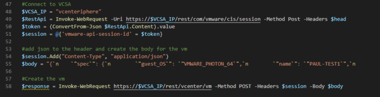 Create a VM with REST API