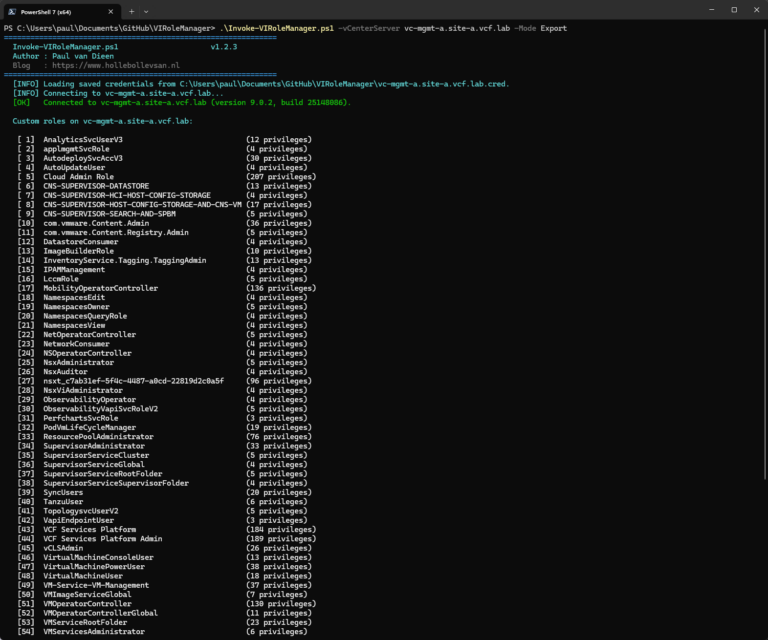 Export and Import vCenter Custom Roles with PowerShell