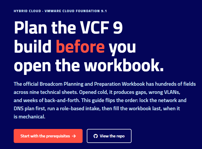 Plan your VCF 9.1 deployment before you open the workbook